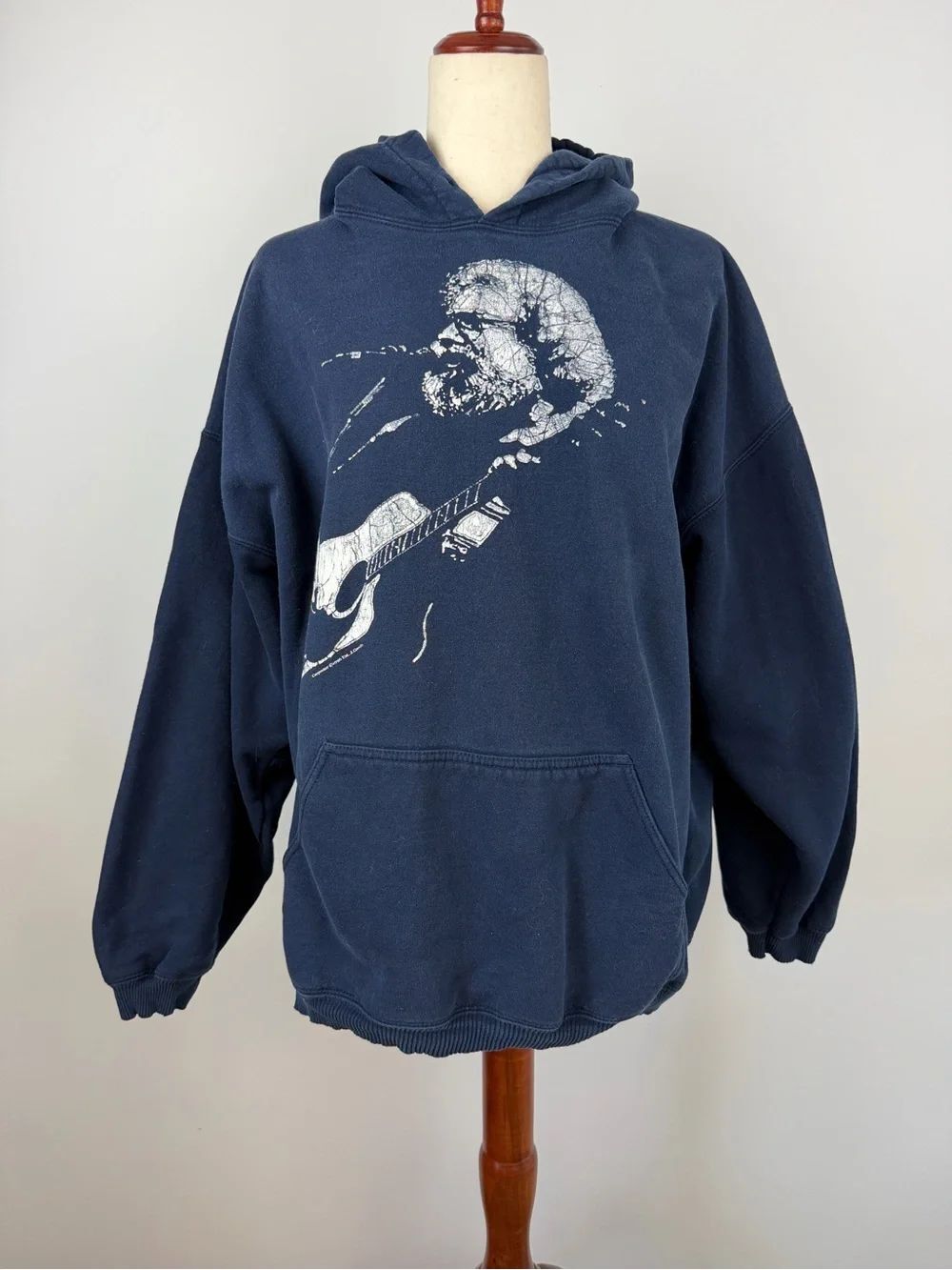 Jerry Garcia Navy Blue Hoodie The Breeze Would Stop to Listen In 2XL